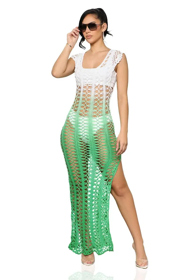Lilly039s Kloset Dresses Women Fade Out Crochet Dress Green FINAL SALE