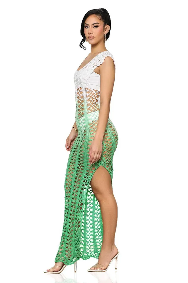Lilly039s Kloset Dresses Women Fade Out Crochet Dress Green FINAL SALE
