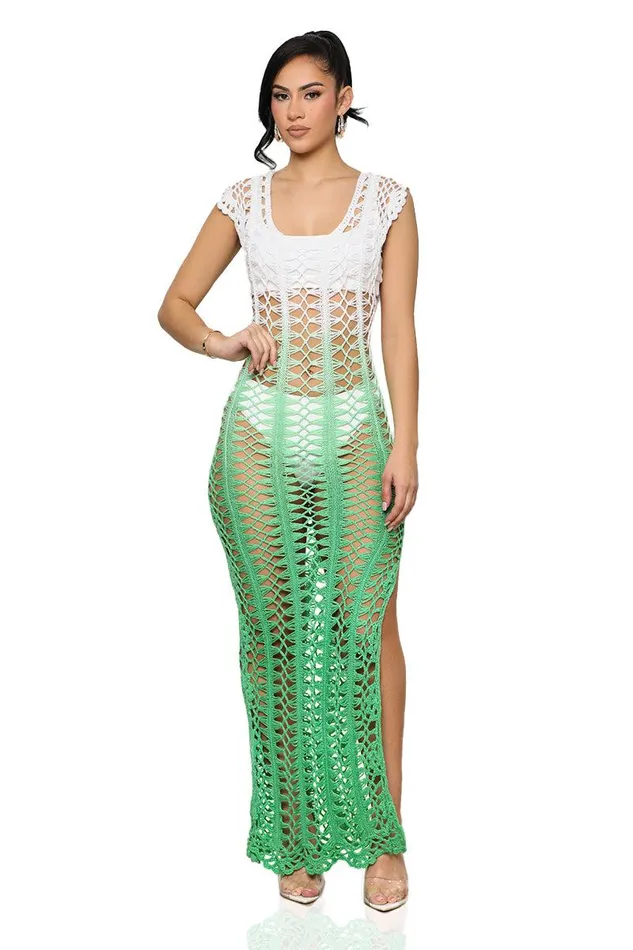 Lilly039s Kloset Dresses Women Fade Out Crochet Dress Green FINAL SALE