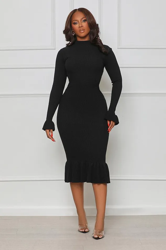Lilly039s Kloset Dresses Women No Frills High Neck Midi Dress Black FINAL SALE
