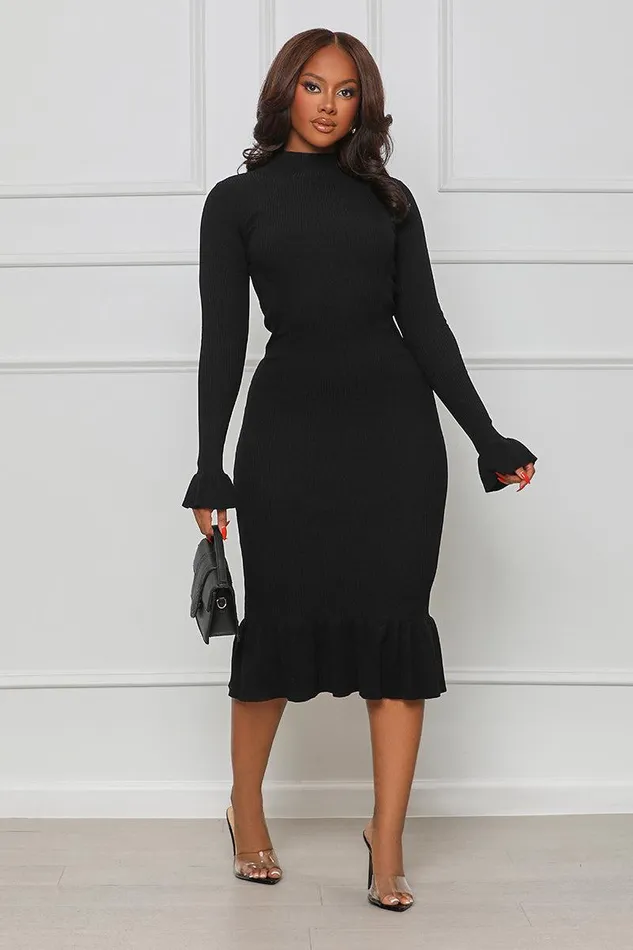 Lilly039s Kloset Dresses Women No Frills High Neck Midi Dress Black FINAL SALE