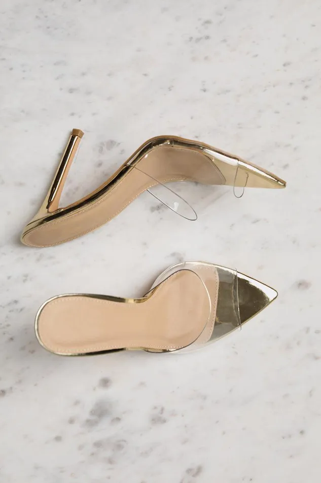 Lilly039s Kloset Heels Women Echo Transparent Mule Gold