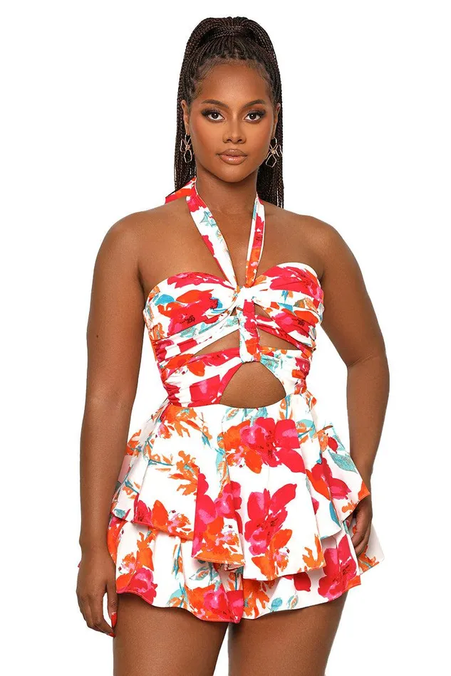 Lilly039s Kloset Jumpsuits and Rompers Women Most Cherished Floral Romper Red Multi