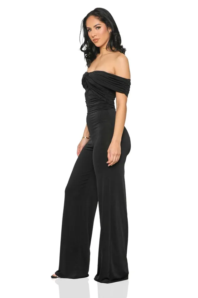 Lilly039s Kloset Jumpsuits and Rompers Women Twisted Off Shoulder Jumpsuit BlackFINAL SALE