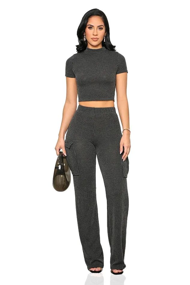 Lilly039s Kloset Sets Women Just Chill Pants Set CharcoalFINAL SALE