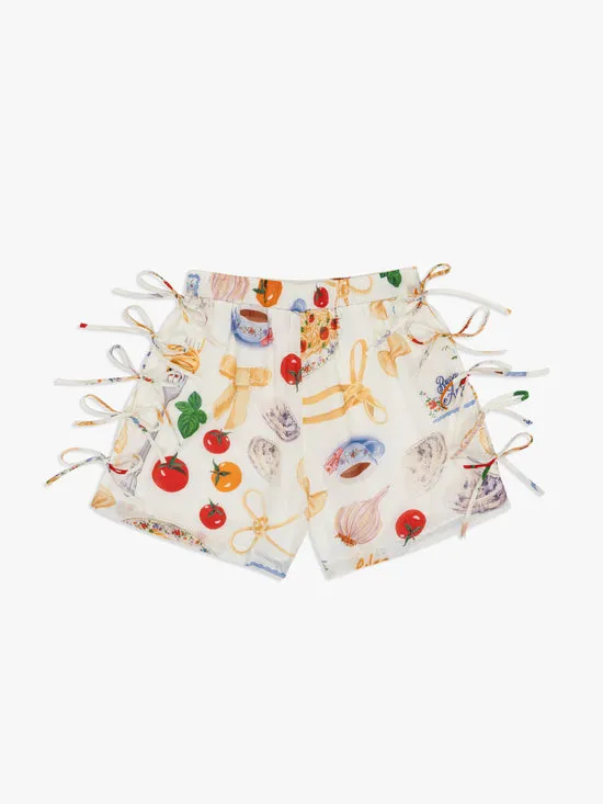 Lisa Says Gah Bottoms Women Ella Tie Shorts Buon Appetito Ivory