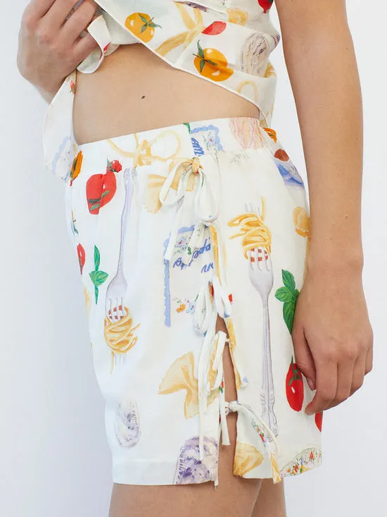 Lisa Says Gah Bottoms Women Ella Tie Shorts Buon Appetito Ivory