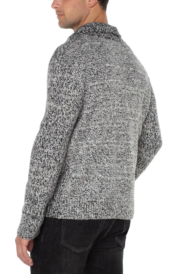 Liverpool Los Angeles BUTTON CARDIGAN SWEATER Black White Multi Men SWEATERS