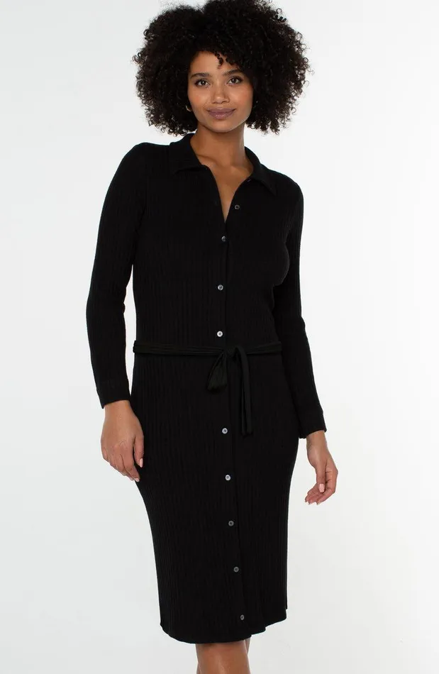 Liverpool Los Angeles BUTTON FRONT KNIT SHIRT DRESS Black Women DRESSES