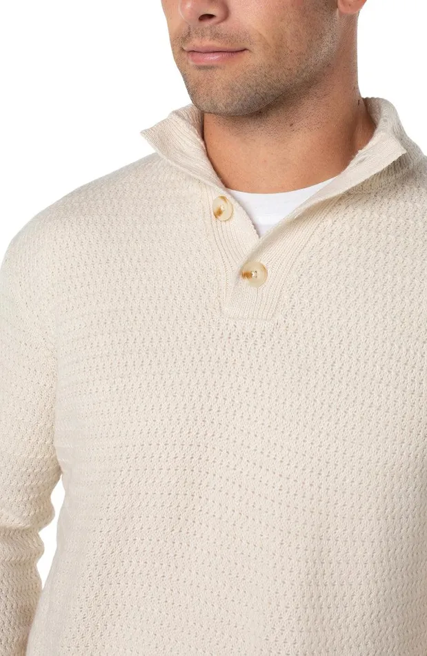 Liverpool Los Angeles BUTTON MOCK NECK SWEATER Cream Men SWEATERS