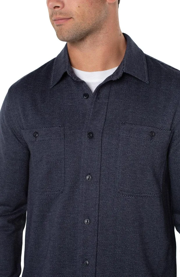 Liverpool Los Angeles KNIT BUTTON UP LONG SLEEVE SHIRT Navy Grey Multi Men BUTTON DOWNS