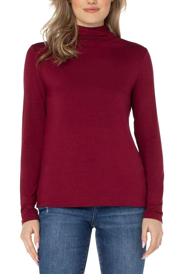 Liverpool Los Angeles MOCK NECK LONG SLEEVE KNIT TOP Red Velvet Women KNIT TOPS