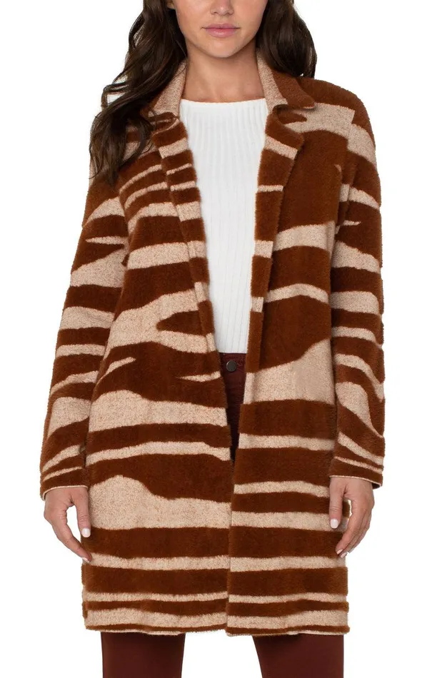 Liverpool Los Angeles OPEN FRONT COATIGAN SWEATER Rust Oatmeal Animal Women COATIGANS