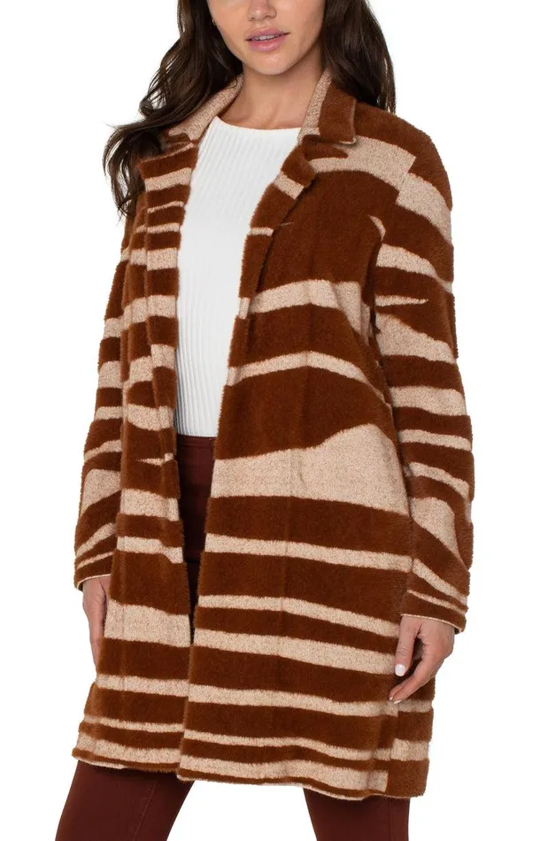 Liverpool Los Angeles OPEN FRONT COATIGAN SWEATER Rust Oatmeal Animal Women COATIGANS