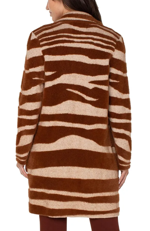 Liverpool Los Angeles OPEN FRONT COATIGAN SWEATER Rust Oatmeal Animal Women COATIGANS