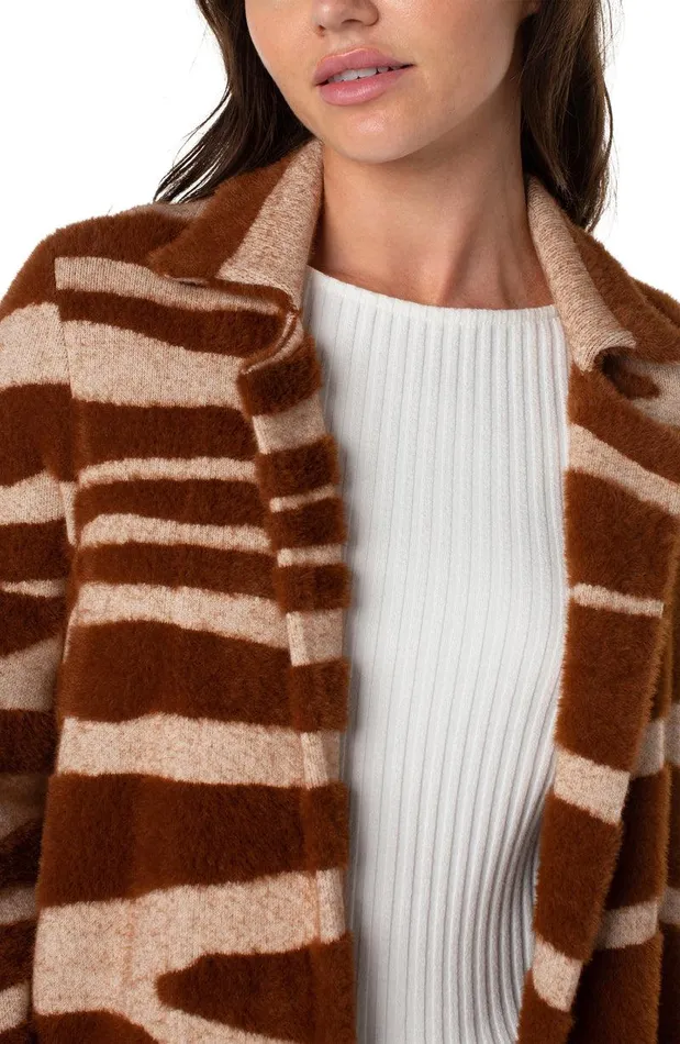 Liverpool Los Angeles OPEN FRONT COATIGAN SWEATER Rust Oatmeal Animal Women COATIGANS