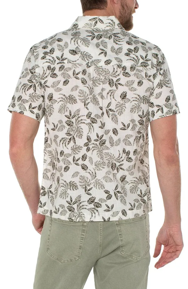 Liverpool Los Angeles PRINTED SHORT SLEEVE SHIRT Porcelain Olive Men BUTTON DOWNS