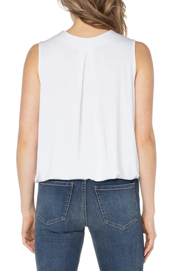 Liverpool Los Angeles SLEEVELESS VNECK DRAPE FRONT KNIT TOP White Women TSHIRTS