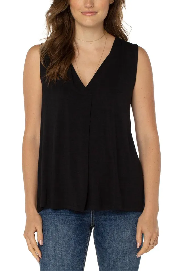 Liverpool Los Angeles SLEEVELESS VNECK KNIT TOP Black Women TSHIRTS
