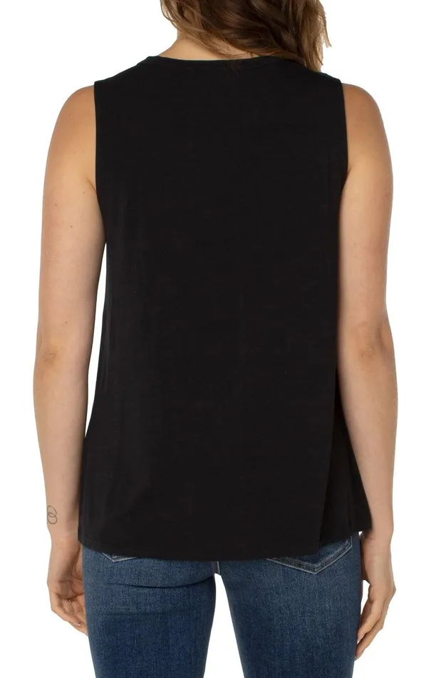 Liverpool Los Angeles SLEEVELESS VNECK KNIT TOP Black Women TSHIRTS