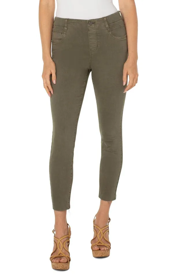 Liverpool Los Angeles THE GIA GLIDER CROP CUT HEM HIGH PERFORMANCE DENIM Green Aloe Women SKINNY