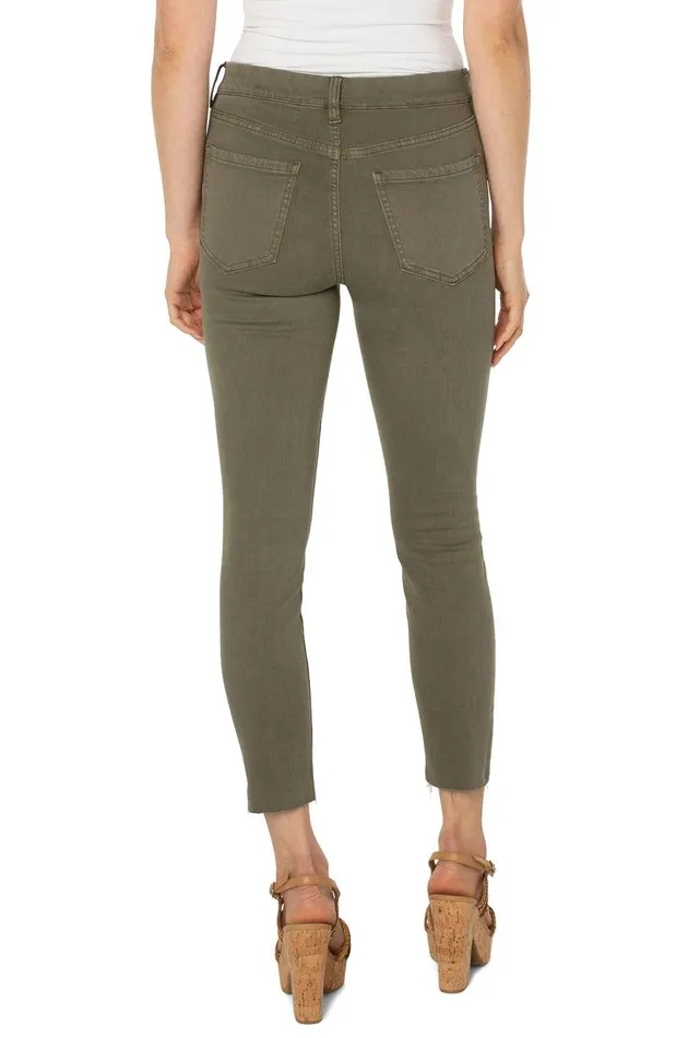 Liverpool Los Angeles THE GIA GLIDER CROP CUT HEM HIGH PERFORMANCE DENIM Green Aloe Women SKINNY