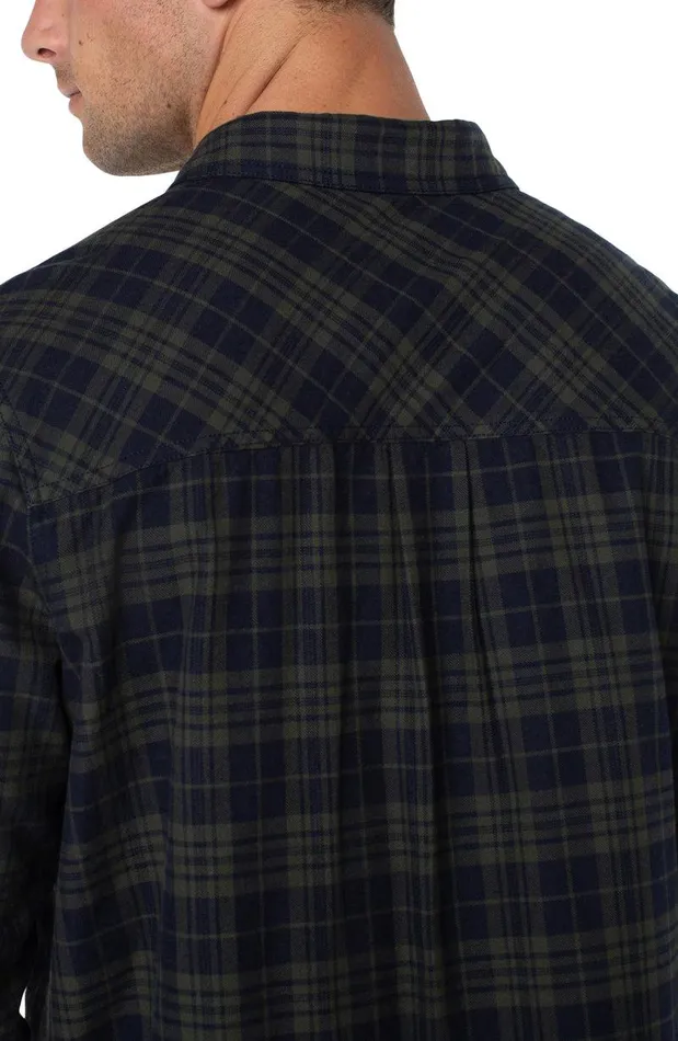 Liverpool Los Angeles WOVEN BUTTON UP SHIRT Olive Navy Men BUTTON DOWNS