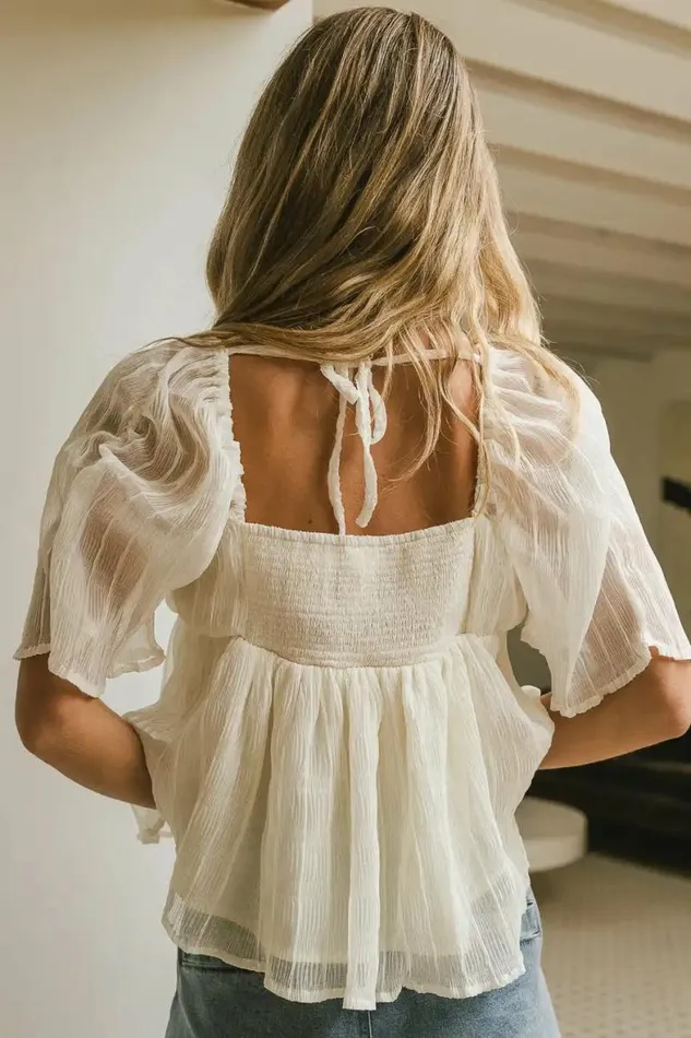 Lois Textured Top In Cream 8211 FINAL SALE Cream Women Bohme Tops