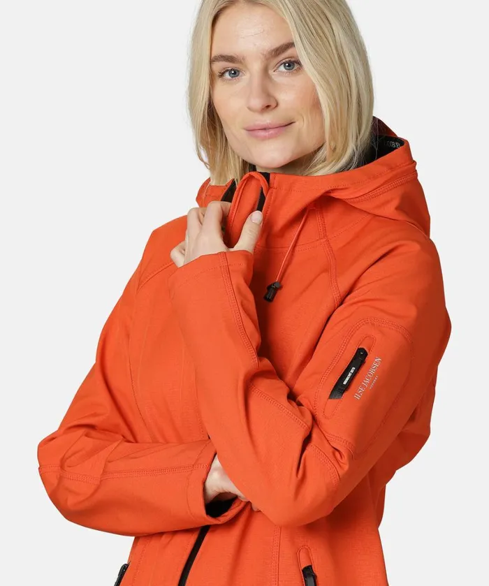 Long Soft Shell Raincoat 8211 Warm Orange Rainwear Ilse Jacobsen Raincoats