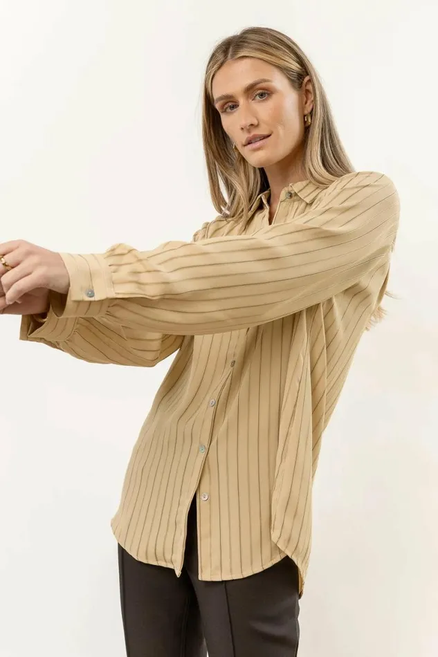 Loren Button Up In Olive 8211 FINAL SALE Olive Women Bohme Tops