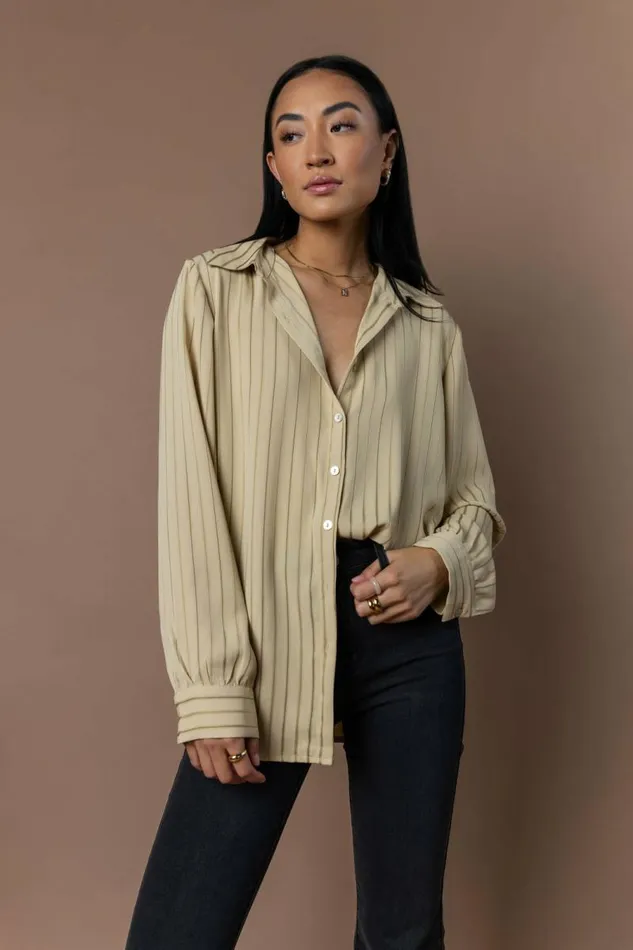 Loren Button Up In Olive 8211 FINAL SALE Olive Women Bohme Tops