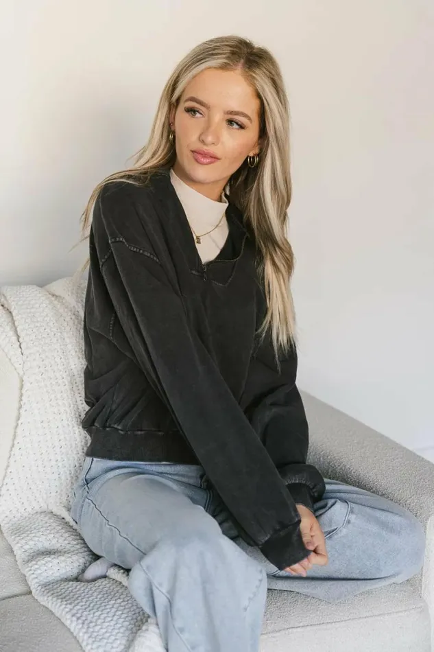 Lorena Quarter Zip In Black Black Women Bohme Tops