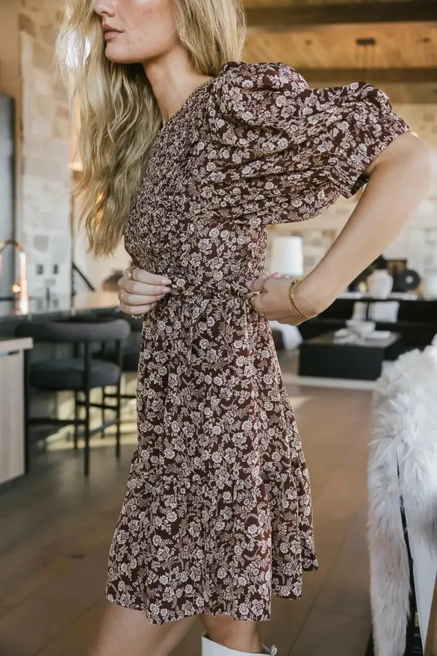 Maddie Smocked Floral Dress Brown Women Bohme Dresses