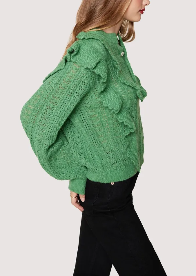 Maddy Ruffle Polo Top Sagegreen Women Lost Wander Tops