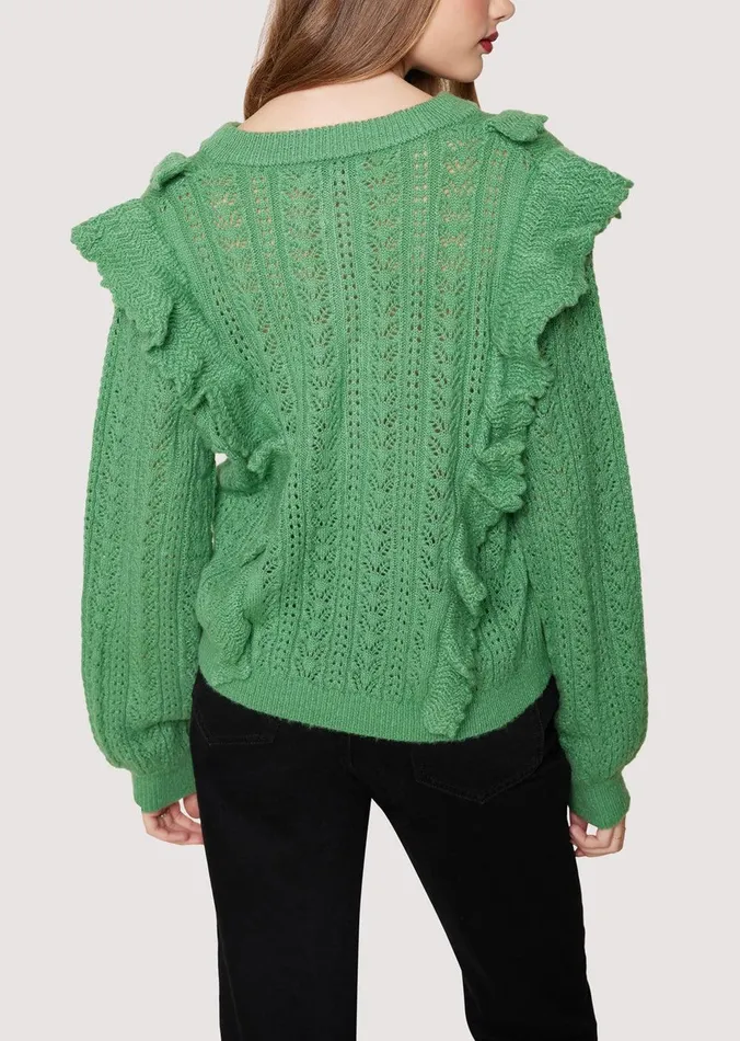 Maddy Ruffle Polo Top Sagegreen Women Lost Wander Tops