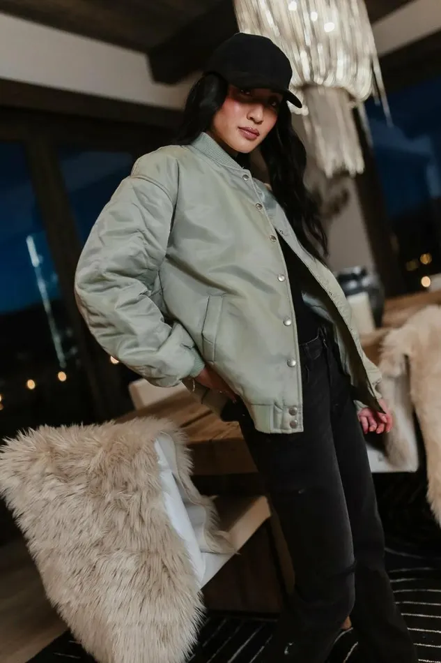 Madilyn Bomber Jacket In Sage Sage Women Bohme Outerwear