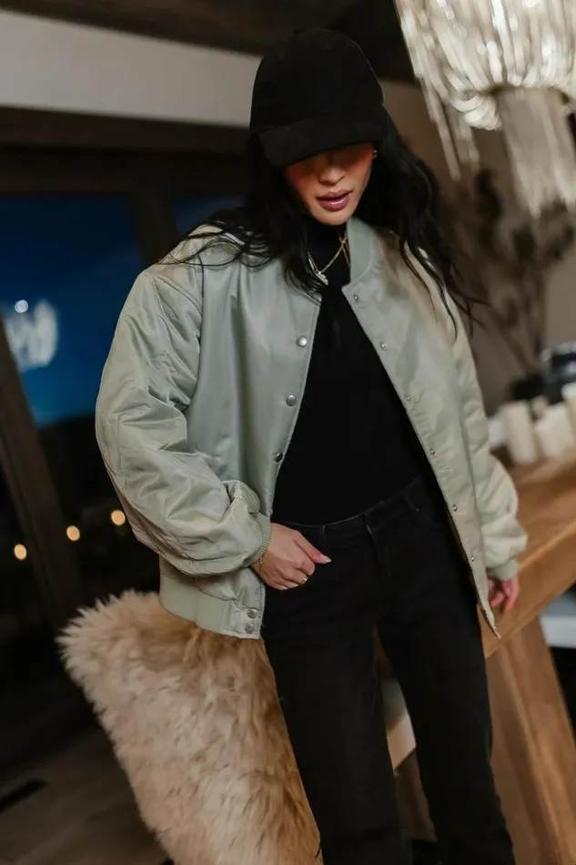Madilyn Bomber Jacket In Sage Sage Women Bohme Outerwear