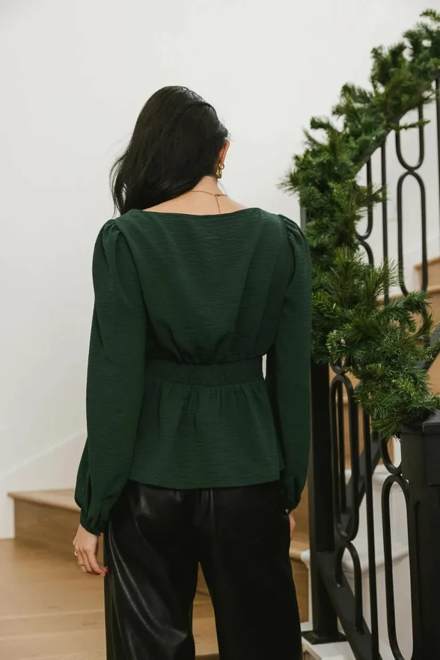 Maeve Front Twist Blouse In Emerald Emerald Women Bohme Tops