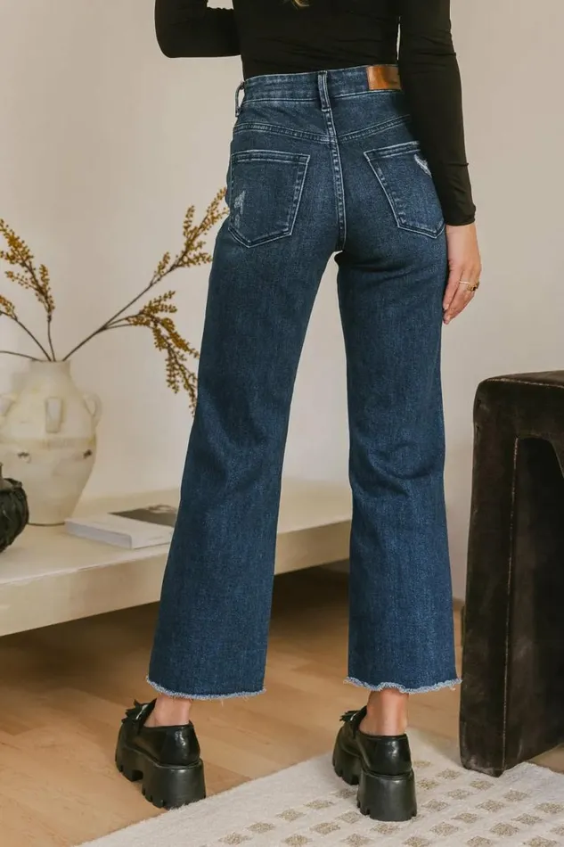 Maeve Relaxed Straight Leg Jeans Dark Wash Women Bohme Denim