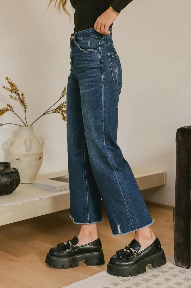 Maeve Relaxed Straight Leg Jeans Dark Wash Women Bohme Denim