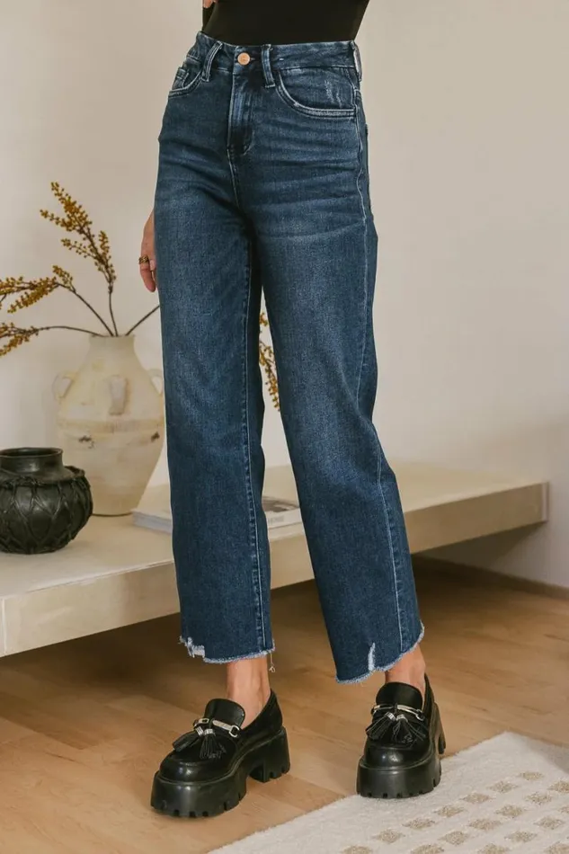 Maeve Relaxed Straight Leg Jeans Dark Wash Women Bohme Denim