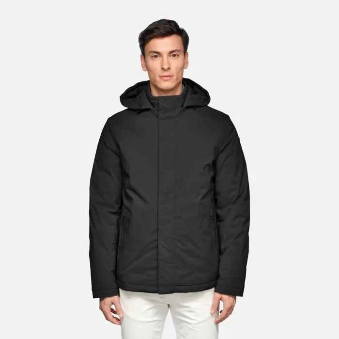 Man Geox Down Jackets AURELIO MAN Sky Captain Short Down Jacket Sky Captain