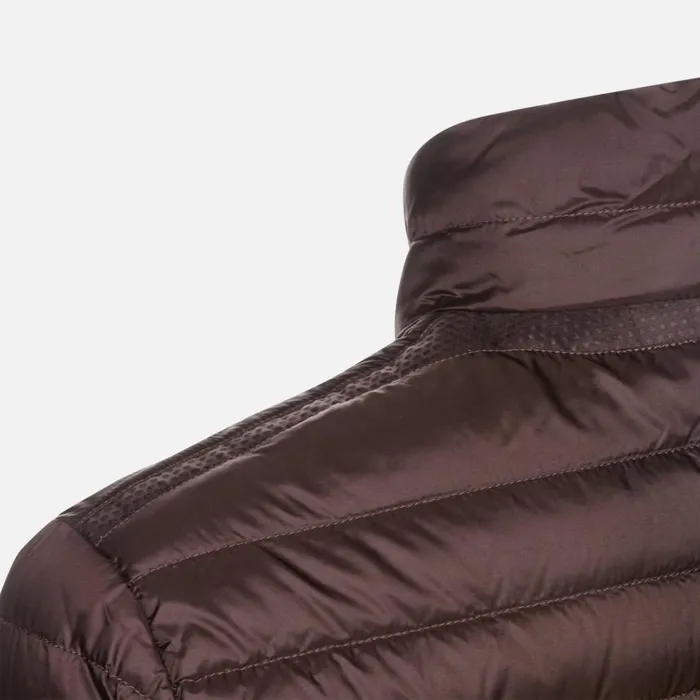 Man Geox Down Jackets WARRENS MAN Chocolate Plum Short Down Jacket Chocolate Plum