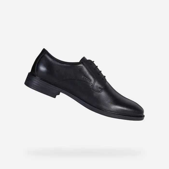 Man Geox Formal Shoes GLADWIN MAN Black Leather Shoes Black