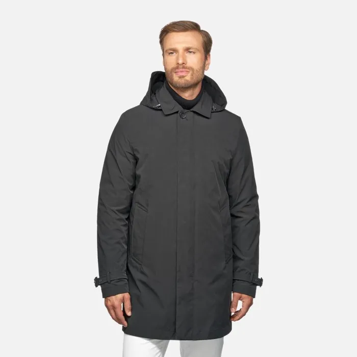 Man Geox Jackets ANYWECO MAN Black Trench Coat Black