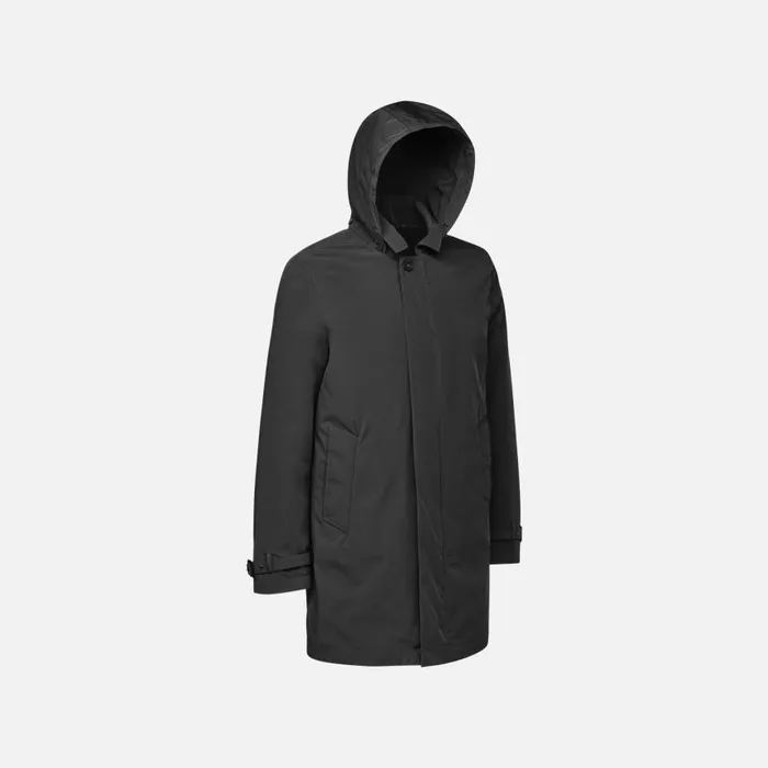 Man Geox Jackets ANYWECO MAN Black Trench Coat Black