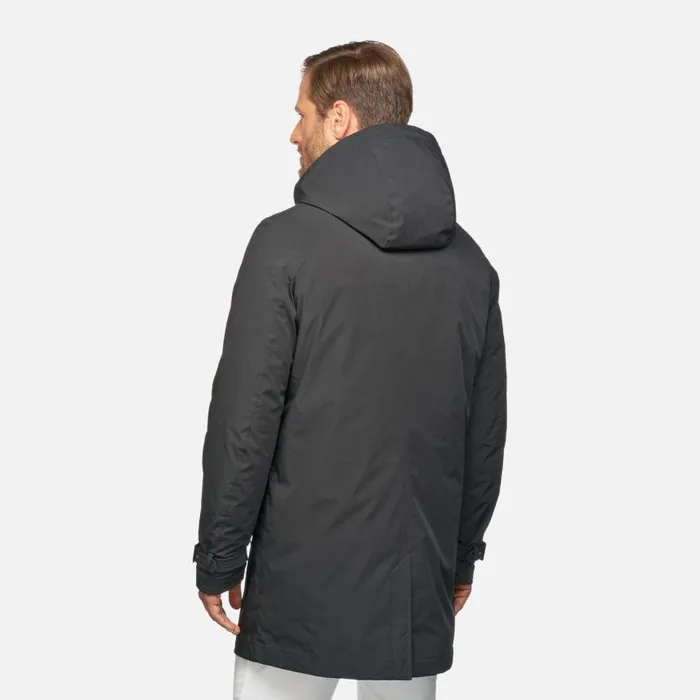 Man Geox Jackets ANYWECO MAN Black Trench Coat Black