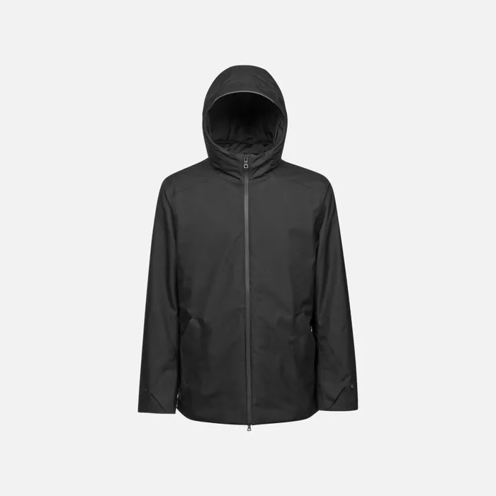 Man Geox Jackets CLINTFORD ABX MAN Black Short Parka Black