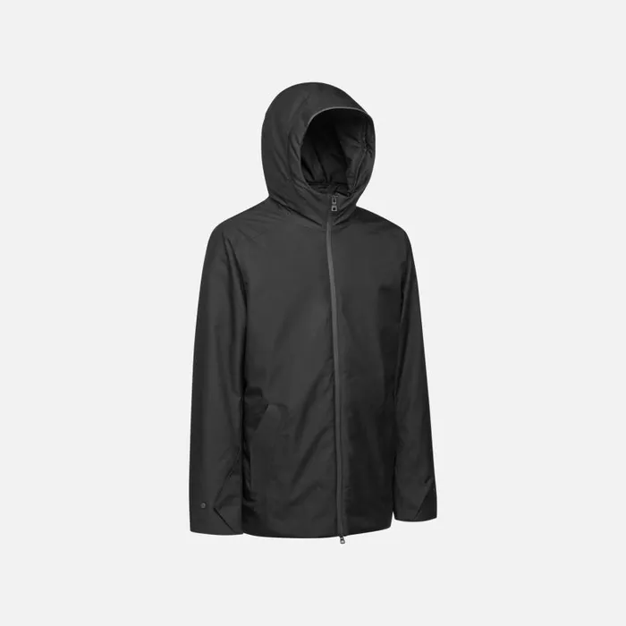 Man Geox Jackets CLINTFORD ABX MAN Black Short Parka Black