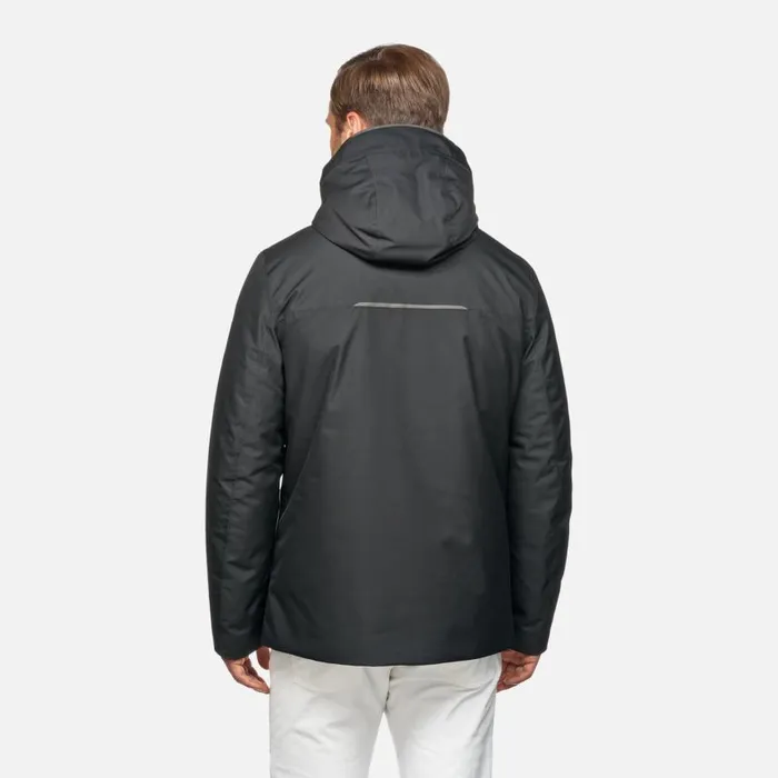 Man Geox Jackets CLINTFORD ABX MAN Black Short Parka Black
